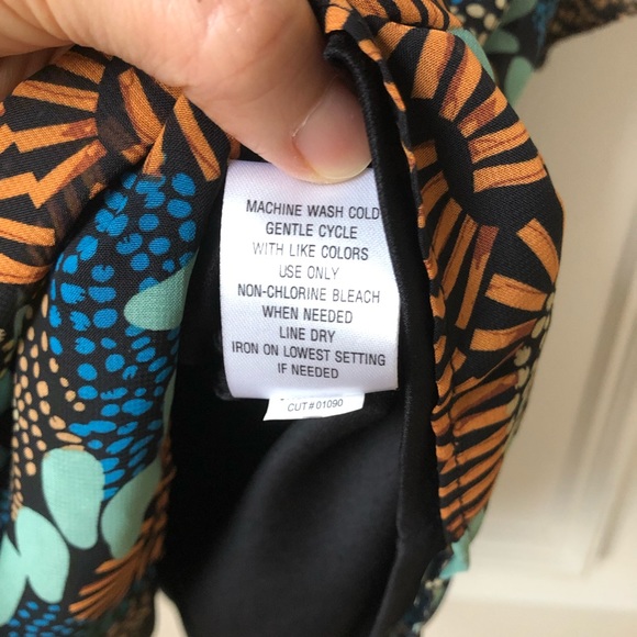 NWT Robbie Bee Tribal Blue Tan 3/4 Sleeve Mini Dress 10 Boho Bohemian - Picture 9 of 10